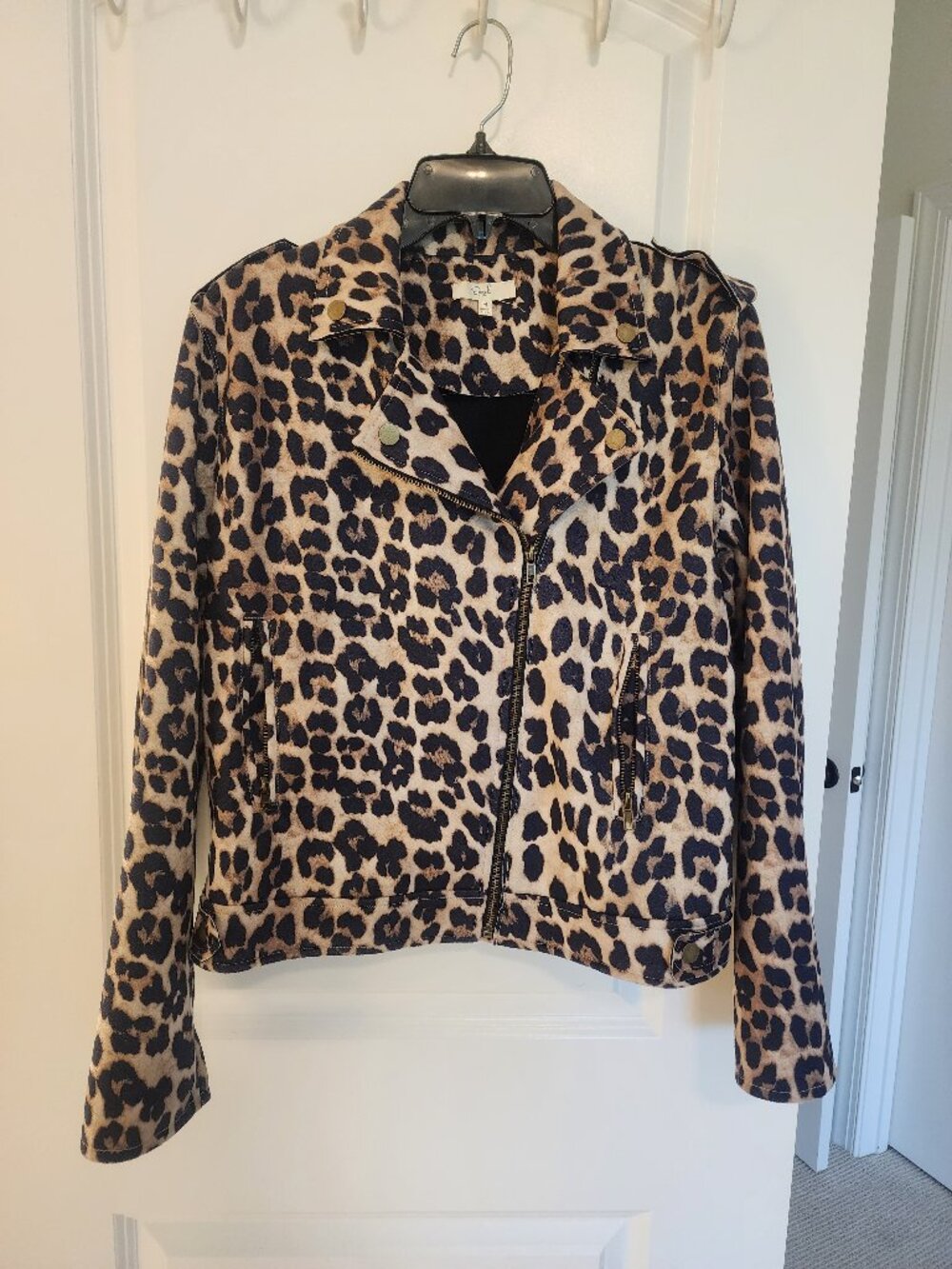Boutique Cheetah Moto Jacket, Size Medium, Never worn